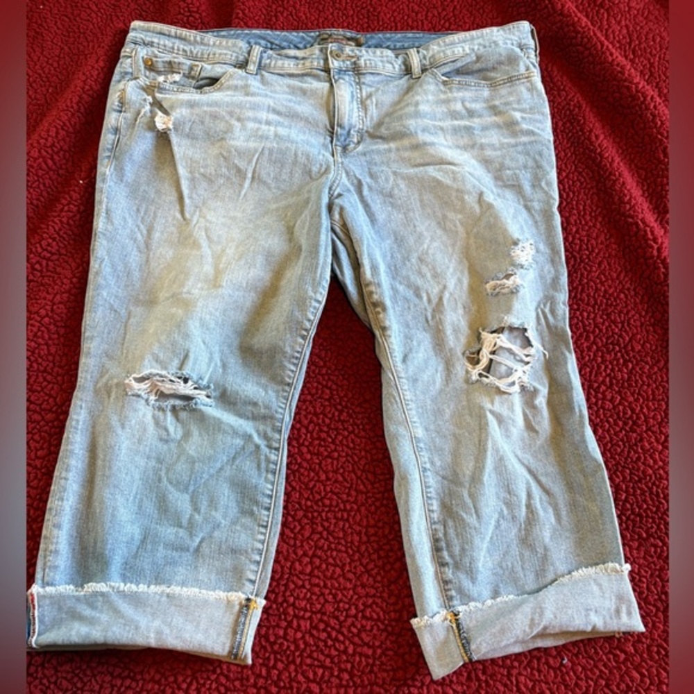 Torrid Light Blue Distressed Cropped Jeans